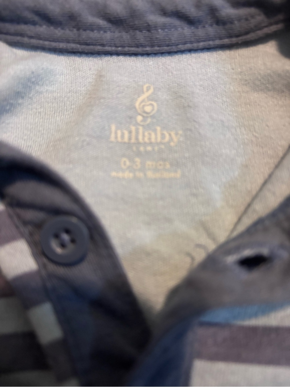 Striped Navy and Light Blue Polo-Style Baby Bodysuit - Picture 2 of 3